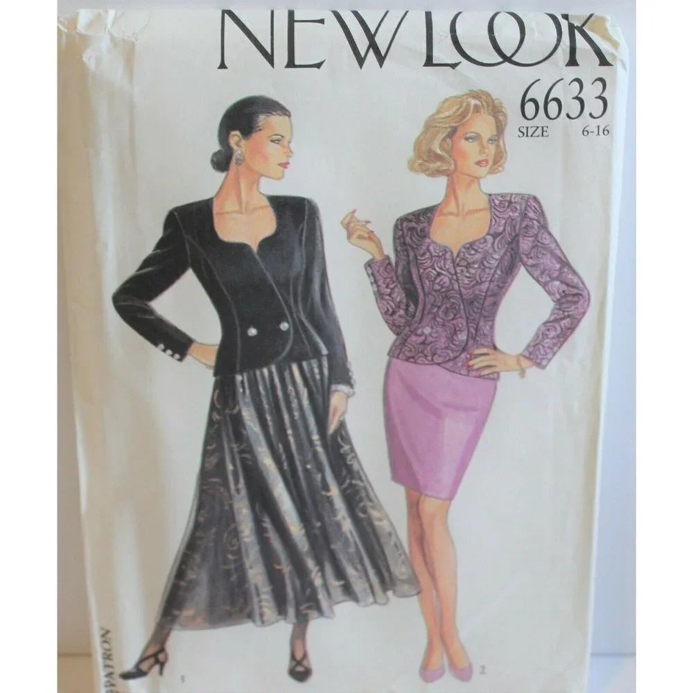 New Look 6633 Sewing Pattern Jacket Skirt Sizes 6-16 Factory Folded Uncut‎
